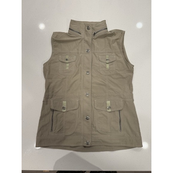 Kuhl Womens Rekon Vest Size Large Tan Zip Up Button Outdoor Hiking Utility - Picture 1 of 6